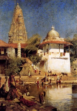 ボンベイのウォークシュワルの神殿と戦車 ペルシャ人 エジプト人 インド人 エドウィン・ロード・ウィーク Oil Paintings